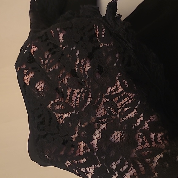 EUC Earth music&ecology Black Crocheted Detail Boxy Cut Blouse - Picture 9 of 14